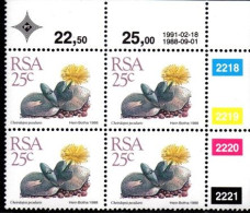 South Africa - 1991 Succulents 25c Control Block (1991.02.18) (**) - Blocchi & Foglietti