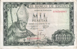 BILLETE DE 1000 PESETAS DEL AÑO 1965 DE S. ISIDORO SERIE 1F (BANKNOTE) - 1000 Peseten