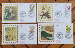 FRANCE Fleurs, Fleur,Plantes Des étangs Et Des Marais. Yvert N° 2766/69. Lot De 4 FDC Enveloppes Premier Jour Sur Soie - Andere