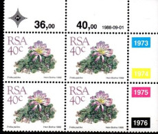 South Africa - 1988 Succulents 40c Control Block (1988.09.01) (**) - Blokken & Velletjes