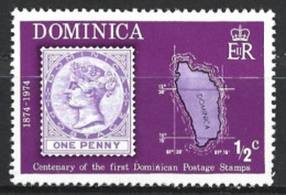 Dominica 1974. Scott #389 (MNH) Centenary Of Postage Stamps & Map Of The Island - Dominica (...-1978)
