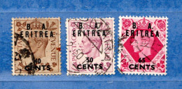 (Us8) ERITREA ° 1950- Occupazione Britannica - Sovrastampati B.A. 40+50+65 Cent. Usato Come Scansione. - Eritrea