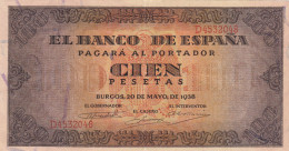 H0130 BILELTE ESPAÑA 100 PESETAS 1938 EBC - 100 Peseten