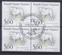 Greenland 1993 Mi. 239, 5.00 (Kr) Wolf (Canis Lupus) 4-Block - Blocks & Sheetlets
