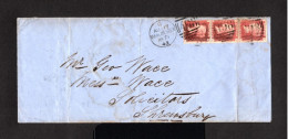 16281-GREAT BRITAIN-OLD BRITISH COVER MANCHESTER To SHREWSBURY.1871.One Red Penny.ENGLAND.INGLATERRA. - Storia Postale