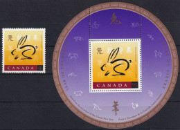 MiNr. 1740 - 1741 (Block 27) Kanada (Dominion) 1999, 8. Jan. Chinesisches Neujahr: Jahr Des Hasen - Postfrisch/**/MNH - Ongebruikt