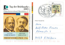 Ganzsache Gustav Stresemann Aristide Briand - Dt.-frz. Freundschaft - Deutschland Hat Wieder Ansehen Friedensnobelpreis - Private Postcards - Used