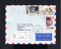 S4388-ETABLISSEMENTS DE L'OCEANIE-AIRMAIL REGISTERED COVER PAPEETE To SANTIAGO (chile) 1955.Enveloppe FRENCH OCEANIA. - Covers & Documents