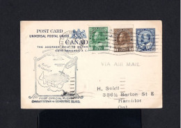 10293-CANADA-AIRMAIL POSTCARD CHARLOTTETOWN To HAMILTON (ontario)1933.WWII.CARTE POSTALE.POSTKARTE.First Official Flight - Lettres & Documents