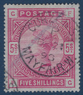 Grande Bretagne N°87  5 Shillings Rouge Oblitéré Dateur De CURZON MAYAFAIR TTB - Used Stamps