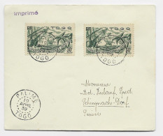 TOGO 30CX2  LETTRE COVER  PALIME 19 AVRIL 1939 TO SUISSE - Storia Postale