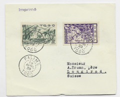 TOGO 30C+20C   LETTRE COVER  PALIME 19 AVRIL 1939 TO SUISSE - Lettres & Documents