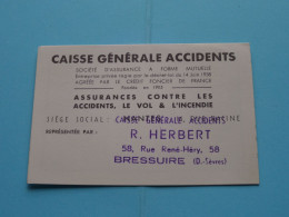 La CAISSE Générale ACCIDENTS > Rue Racine NANTES (FR) > ( Zie / Voir SCANS ) CDV ! - Visitenkarten