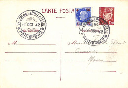 23-0581  Entier Postal 1942 Salon De La Philatelie 14 Octobre Paris - Cartes Postales Repiquages (avant 1995)