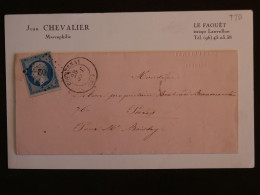 BV8 FRANCE BELLE LETTRE ROSE RR 1852  COURTENAY A PARIS   +NAPOLEON N°14 +++AFF. INTERESSANT+ - 1853-1860 Napoléon III