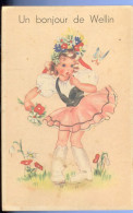 Cpa Wellin  1945     Jeune Fille Et Fleurs - Wellin
