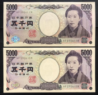 Japan Giappone 5000 Yen 2004 2 Es. Consecutivi Sup Pick#105 LOTTO 1995 - Japón