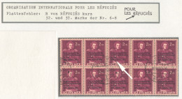 Switzerland, IRO, 1950, International Refugee Organization, Plate Error, Short R In REFUGIES, 2 Fr, Cancelled, Michel 8 - Service