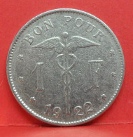 1 Franc 1922 - TB - Pièce Monnaie Belgique - Article N°1735 - 1 Franco