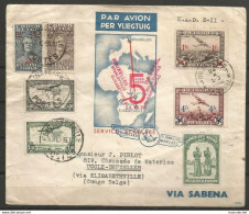 Belgique Et Congo - Poste Aérienne - Lettre Bruxelles-Stanleyville-Elisabethville Du 24-10-1936 - Autres & Non Classés