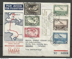 Belgique Et Congo - Poste Aérienne - N°1à3 - Lettre Aller Et Retour Bruxelles - Léopoldville 23 Et 28 Février 1935 - Andere & Zonder Classificatie