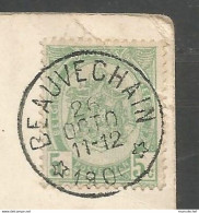 Belgique - N°56 Obl. BEAUVECHAIN Du 26/10/1900 Sur CP La Sambre à Charleroi - Postmarks With Stars