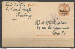 Belgique - Occupation Allemande - Carte Postale Type 1 (OC2) De HAL + Contrôle Bruxelles - Ocupación Alemana