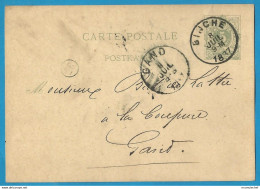 Belgique - Cartes Postales - Carte Correspondance Type 17 De Binche Du 8/7/1887 Vers Gand - Postkarten 1871-1909