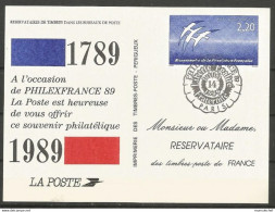 France - Document De La Poste - Bicentenaire Révolution - Oeuvre De J-M Folon - Philexfrance 89 - Timbre N°2560 - Postdokumente