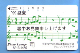 Japan Telefonkarte Japon Télécarte Phonecard - Musik Music Musique Piano Lounge - Musique