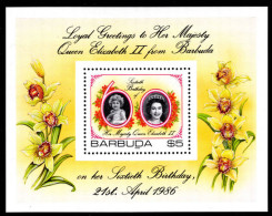 Barbuda 1986 60th Birthday Of Queen Elizabeth 1st Issue Unmounted Mint Souvenir Sheet. - Barbuda (...-1981)