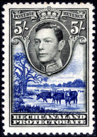 Bechuanaland 1938-52 5s Black And Deep Ultramarine Mounted Mint. - 1885-1964 Protectoraat Van Bechuanaland