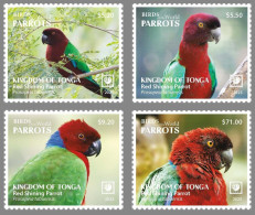 Tonga 2023, Parrots, 4val - Perroquets & Tropicaux