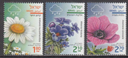 2014 2015 Israel Flowers Fleurs Weather Daisies  Complete Set Of 3  MNH @ BELOW FACE VALUE - Unused Stamps (without Tabs)