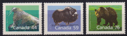 MiNr. 1118 - 1120 Kanada (Dominion) 1989, 18. Jan./1. Nov. Freimarken: Säugetiere  - Postfrisch/**/MNH - Ungebraucht