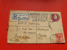 GB - Entier Postal En Recommandé De Londres Pour Paris En 1926, ( Compléments Incomplet ) - Réf 1677 - Material Postal