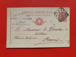 Italie - Entier Postal De Milano Pour Paris En 1895 - Réf 1681 - Interi Postali