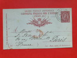 Italie - Entier Postal De Firenze Pour Paris En 1889 - Réf 1685 - Stamped Stationery