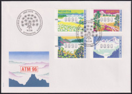 1996 Schweiz, FDC ATM 96, Mi:CH AT7-10, Yt:CH AT 11-14, Zum:CH AT11-14, Jahreszeiten - Francobolli Da Distributore