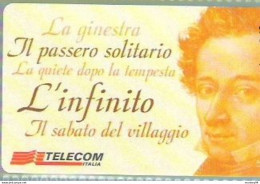 TELECOM - GIACOMO LEOPARDI  - BICENTENARIO DELLA NASCITA  L'INFINITO - USATA LIRE 10000  - GOLDEN 830 - Öff. Sonderausgaben