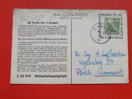 Suède - Carte Postale Par Ballon En 1948 - Froissures En Haut - Réf 1698 - Lettres & Documents