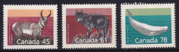 MiNr. 1163 - 1165 Kanada (Dominion) 1990, 12. Jan./Juli. Freimarken: Säugetiere - Postfrisch/**/MNH - Neufs