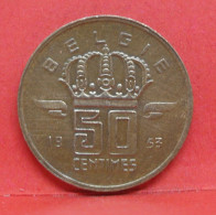 50 Centimes 1953 - SUP - Pièce Monnaie Belgie - Article N°1876 - 50 Cent