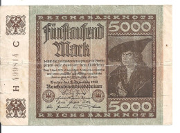 ALLEMAGNE 5000 MARK 1922 VF P 81 - 5.000 Mark