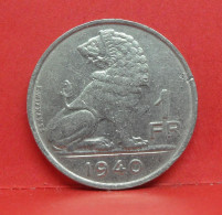 1 Frank 1940 - TTB - Pièce Monnaie Belgie - Article N°1911 - 1 Franc