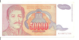 YOUGOSLAVIE 50000 DINARA 1994 XF P 142 - Yougoslavie