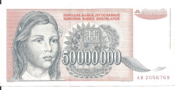 YOUGOSLAVIE 50 MILLION DINARA 1993 VF P 123 - Yougoslavie