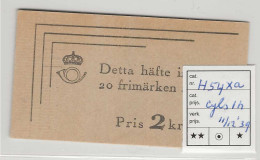 1940 MNH Sweden Booklet Facit H54xa Cyls 1h Postfris** - 1904-50