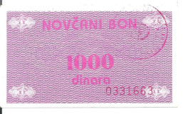 BOSNIE-HERZEGOVINE 1000 DINARA ND1992 VF+ P 50 - Bosnie-Herzegovine