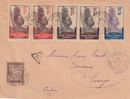 LETTRE. DEVANT. GABON. 25 MARS 1917. 10c DE LOANGO POUR LA DOUANE. CONGO FRANCAIS. TAXE 10c N° 19 COLONIES  GENERALES - Briefe U. Dokumente